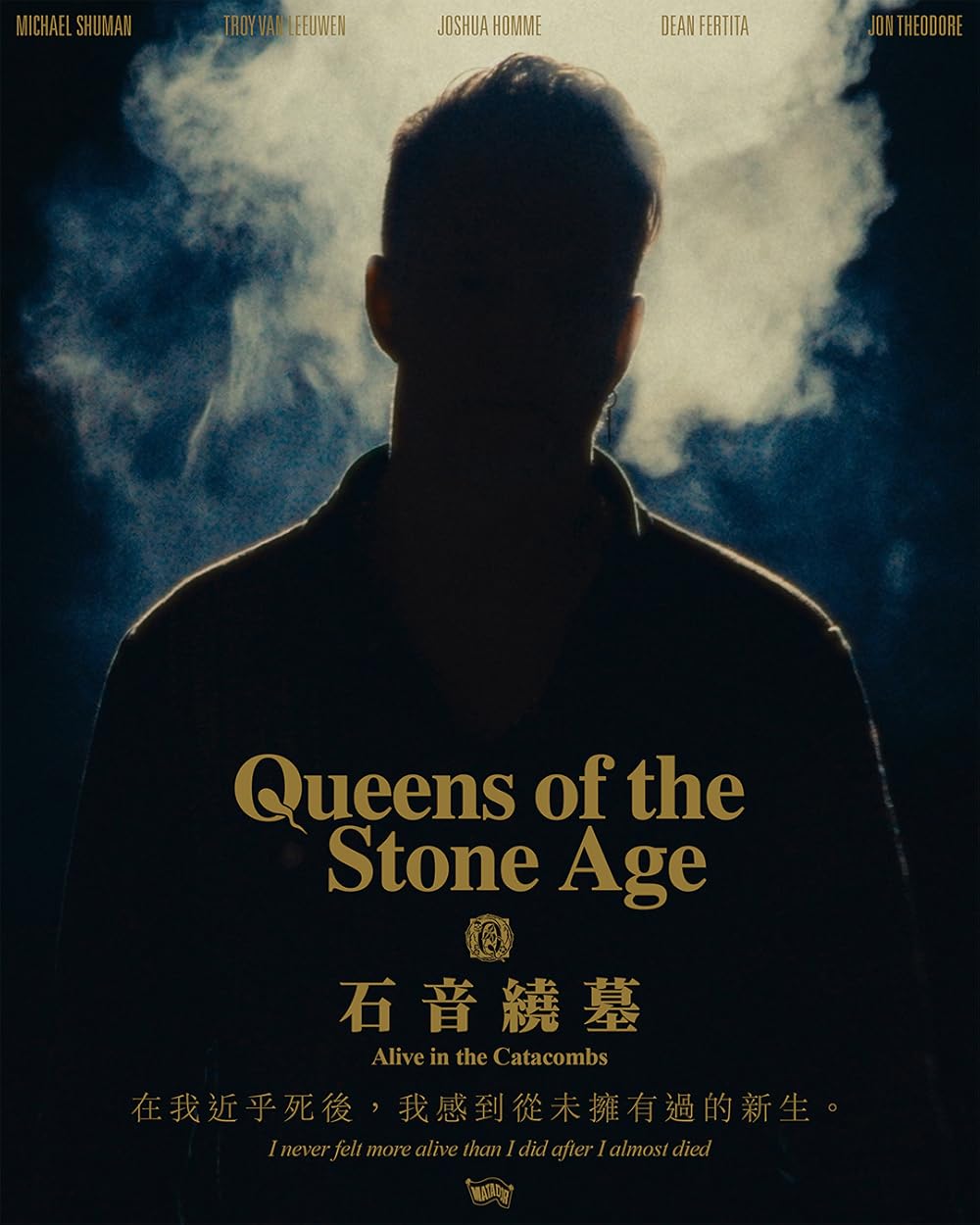 Affiche officielle du film Alive in the Catacombs, silhouette de Josh Homme