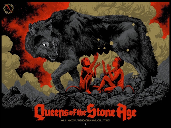 QOTSA Concert Poster - Wolf and Desert Imagery