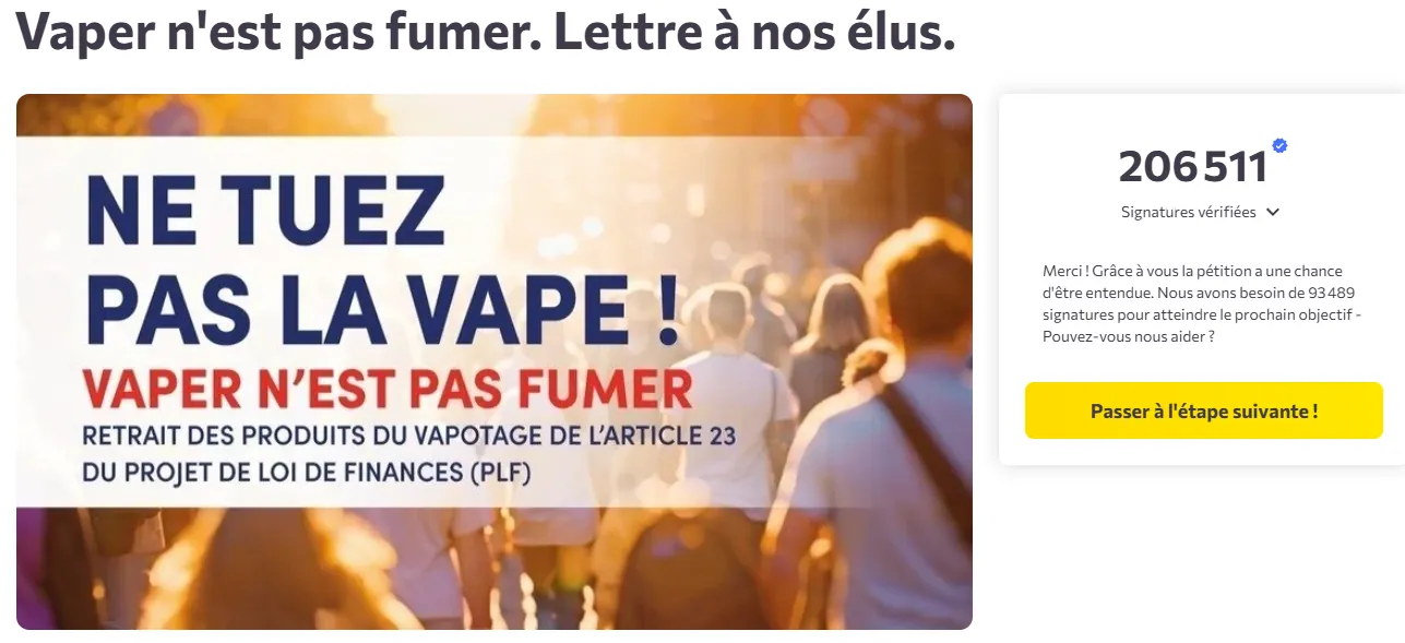Pétition Vaper n'est pas fumer, Plus de 206 000 signatures
