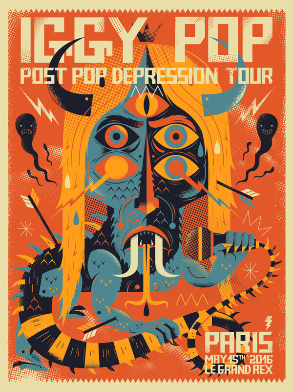 Affiche Iggy Pop, Le Grand Rex Paris 2016