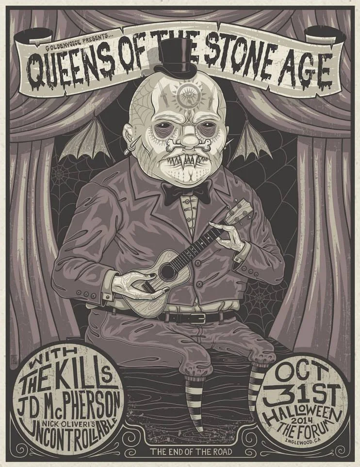 Affiche Queens of the Stone Age, Halloween 2014, avec Nick Oliveri's Uncontrollable