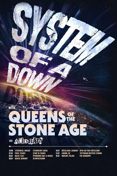 Affiche System of a Down avec Queens of the Stone Age et Acid Bath